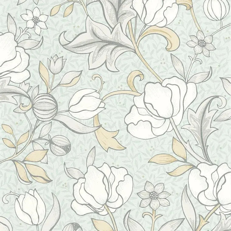 Closeup of a wallpaper showing its Contemporary, Floral, Nature, Pastels pattern, color, and subtle texture.