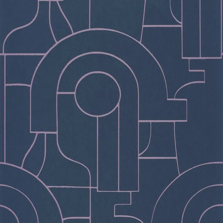 Closeup of a wallpaper showing its Art-Deco, Contemporary, Two-tone pattern, color, and subtle texture.