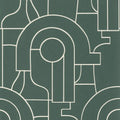 Closeup of a wallpaper showing its Art-Deco, Contemporary, Two-tone pattern, color, and subtle texture.