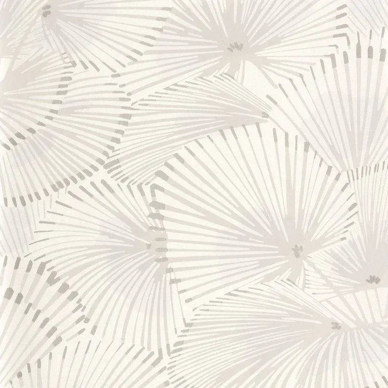 Closeup of a wallpaper showing its Contemporary, Floral, Neutrals, Two-tone pattern, color, and subtle texture.