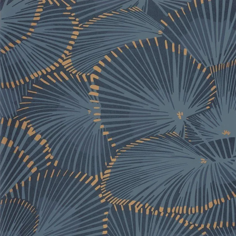 Closeup of a wallpaper showing its Contemporary, Dramatic, Floral, Two-tone pattern, color, and subtle texture.