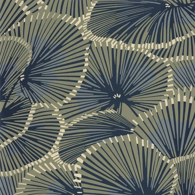 Closeup of a wallpaper showing its Contemporary, Dramatic, Floral, Two-tone pattern, color, and subtle texture.