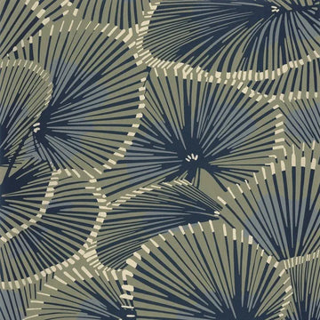 Closeup of a wallpaper showing its Contemporary, Dramatic, Floral, Two-tone pattern, color, and subtle texture.