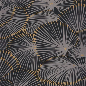 Closeup of a wallpaper showing its Contemporary, Dramatic, Floral, Monochrome, Two-tone pattern, color, and subtle texture.