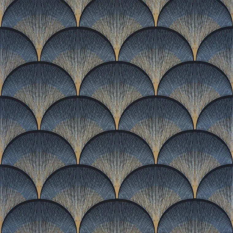 Closeup of a wallpaper showing its Art-Deco, Contemporary, Dramatic, Two-tone pattern, color, and subtle texture.