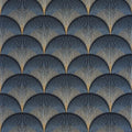 Closeup of a wallpaper showing its Art-Deco, Contemporary, Dramatic, Two-tone pattern, color, and subtle texture.