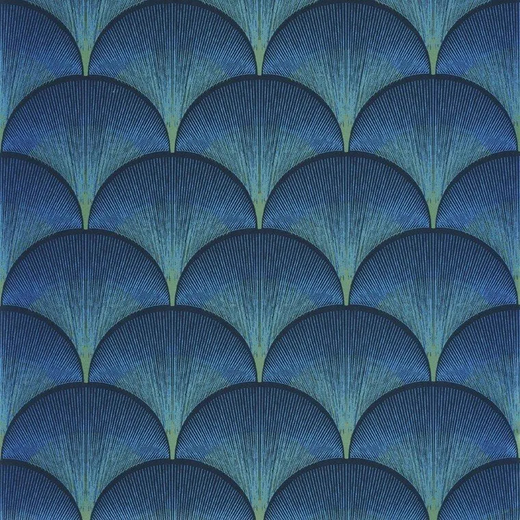 Closeup of a wallpaper showing its Art-Deco, Contemporary, Dramatic, Two-tone pattern, color, and subtle texture.