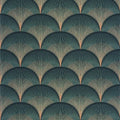 Closeup of a wallpaper showing its Art-Deco, Contemporary, Dramatic, Two-tone pattern, color, and subtle texture.