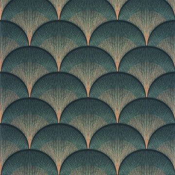 Closeup of a wallpaper showing its Art-Deco, Contemporary, Dramatic, Two-tone pattern, color, and subtle texture.