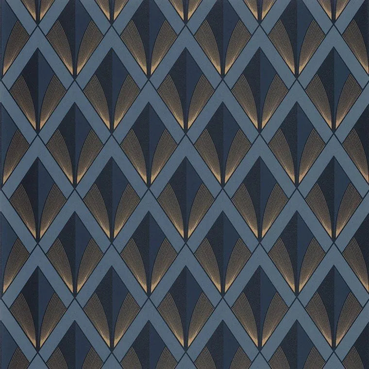 Closeup of a wallpaper showing its Art-Deco, Contemporary, Dramatic, Geometric, Two-tone pattern, color, and subtle texture.