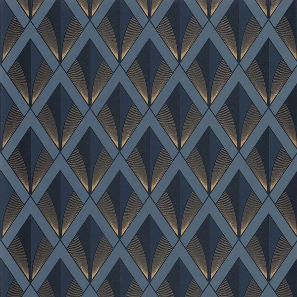 Closeup of a wallpaper showing its Art-Deco, Contemporary, Dramatic, Geometric, Two-tone pattern, color, and subtle texture.