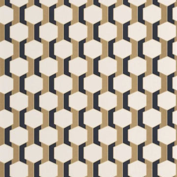 Closeup of a wallpaper showing its Art-Deco, Contemporary, Dramatic, Geometric, Two-tone pattern, color, and subtle texture.