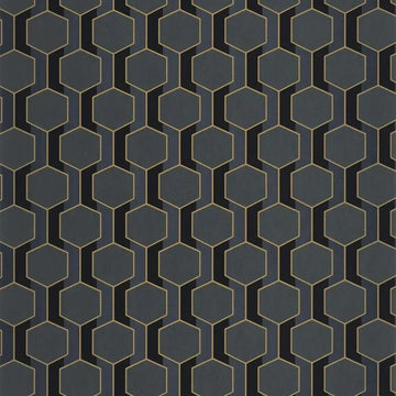 Closeup of a wallpaper showing its Art-Deco, Contemporary, Dramatic, Geometric, Two-tone pattern, color, and subtle texture.