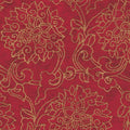 Closeup of a wallpaper showing its Damask, Floral, Gold, Red, Two-tone pattern, color, and texture.