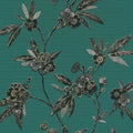 Closeup of a wallpaper showing its Floral, Green, Nature pattern, color, and subtle texture.