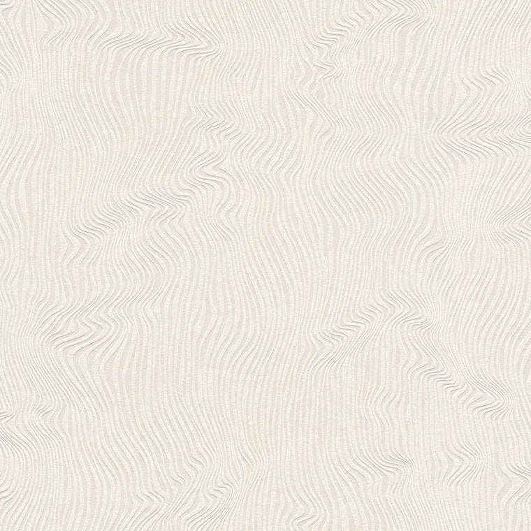 Closeup of a wallpaper showing its Beige, Contemporary, Cream, Neutrals, Plain, Waves pattern, color, and subtle texture.