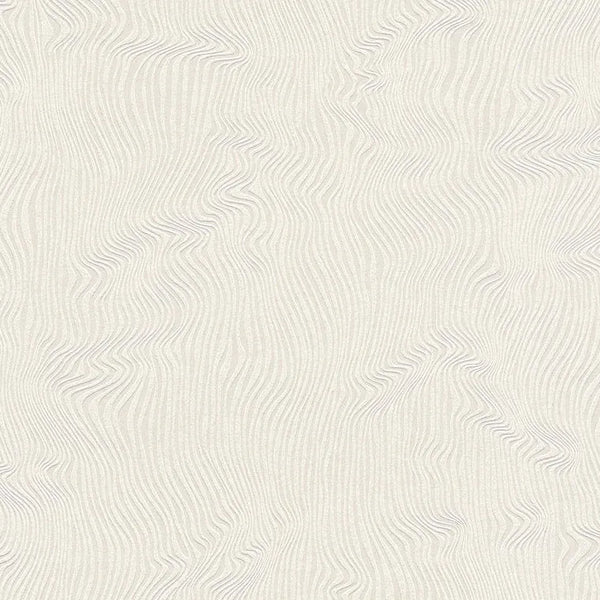 Closeup of a wallpaper showing its Beige, Contemporary, Cream, Neutrals, Plain, Waves pattern, color, and subtle texture.