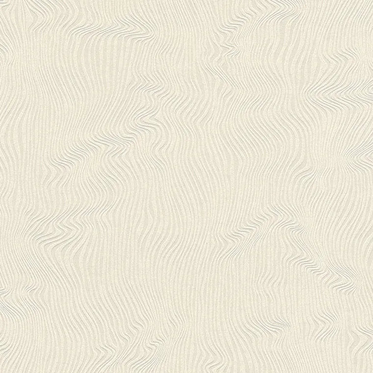 Closeup of a wallpaper showing its Beige, Contemporary, Neutrals, Plain, Waves pattern, color, and subtle texture.