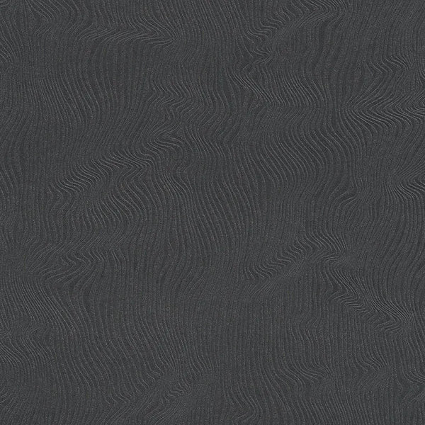 Closeup of a wallpaper showing its Black, Contemporary, Plain, Waves pattern, color, and texture.