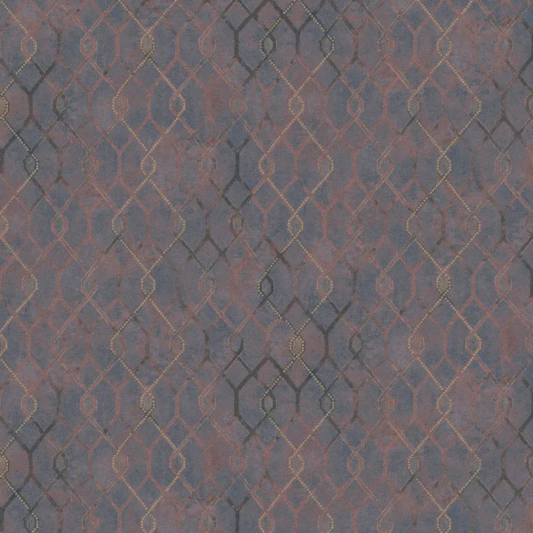 Closeup of a wallpaper showing its Brown, Contemporary, Geometric, Trellis, Two-tone pattern, color, and texture.