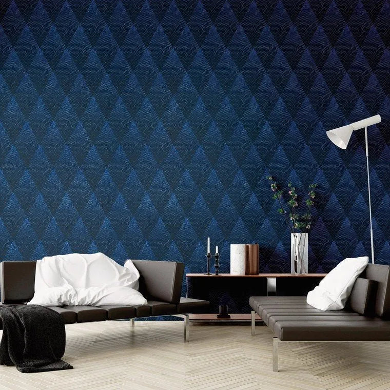 Closeup of a wallpaper showing its Contemporary, Dramatic, Geometric, Two-tone pattern, color, and texture.