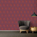 Wallpaper installed in a room showing its full pattern, color