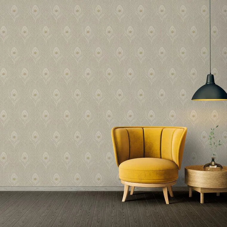 Closeup of a wallpaper showing its Contemporary, Floral, Neutrals, Two-tone pattern, color, and texture.