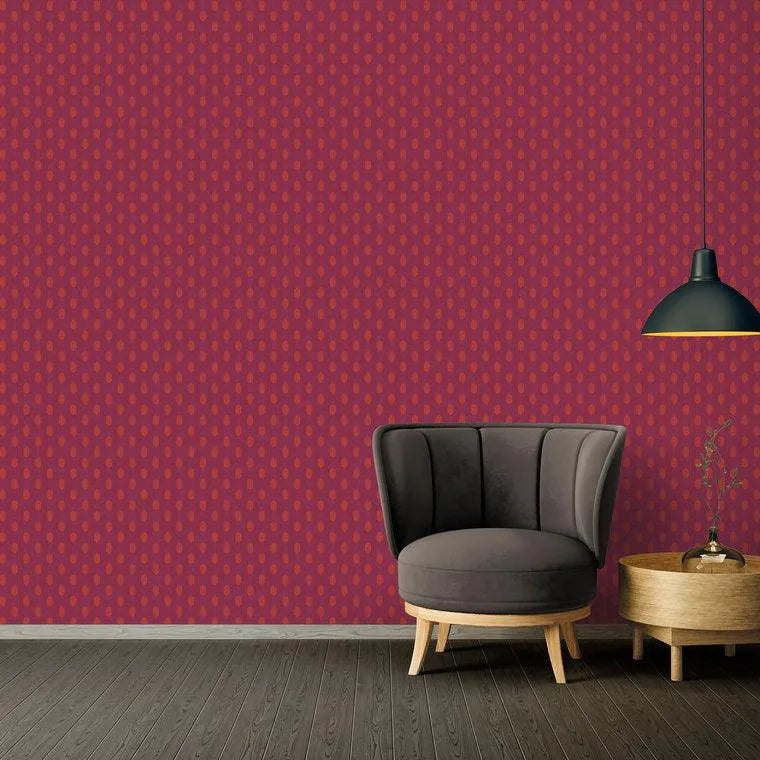 Wallpaper installed in a room showing its full pattern, color