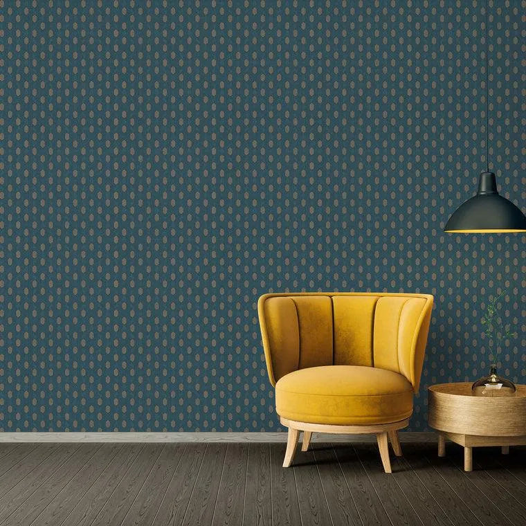 Closeup of a wallpaper showing its Circles, Contemporary, Geometric, Two-tone pattern, color, and texture.