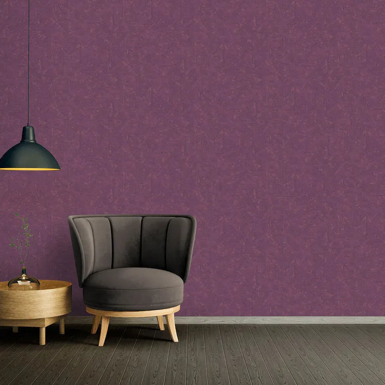 Wallpaper installed in a room showing its full pattern, color