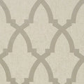 Closeup of a wallpaper showing its Contemporary, Neutrals, Trellis, Two-tone pattern, color, and subtle texture.