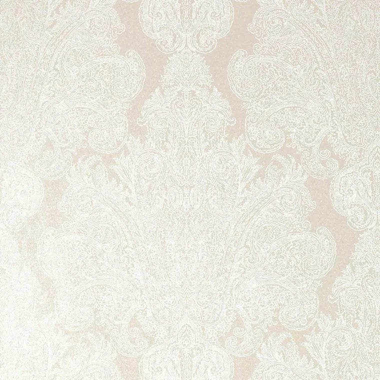 Closeup of a wallpaper showing its Damask, Floral, Neutrals pattern, color, and texture.