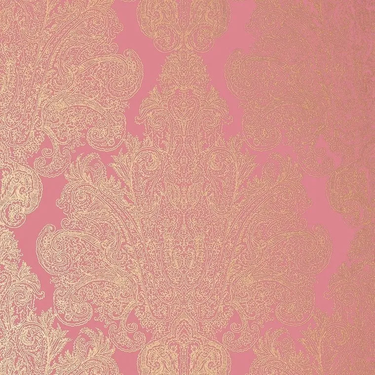 Closeup of a wallpaper showing its Damask, Floral, Two-tone pattern, color, and texture.