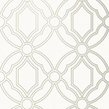 Closeup of a wallpaper showing its Geometric, Neutrals, Trellis, Two-tone pattern, color, and subtle texture.