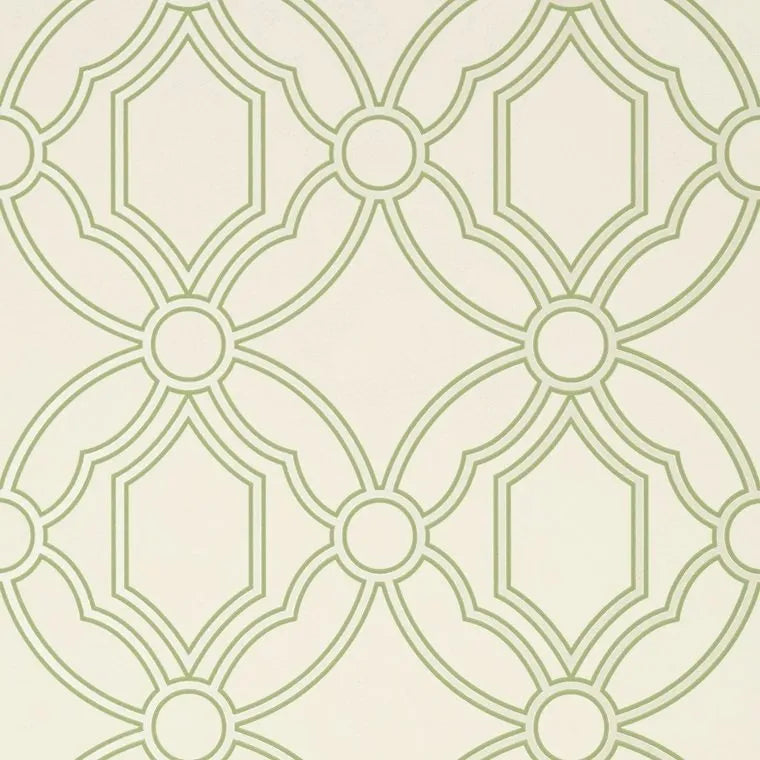 Closeup of a wallpaper showing its Geometric, Neutrals, Trellis, Two-tone pattern, color, and subtle texture.