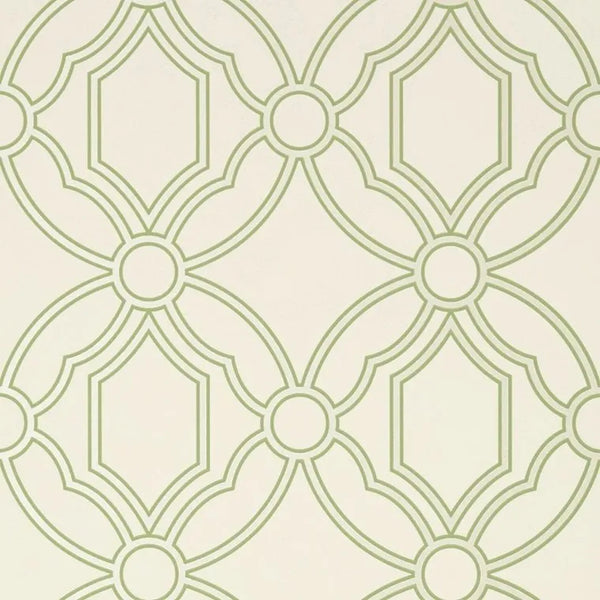 Closeup of a wallpaper showing its Geometric, Neutrals, Trellis, Two-tone pattern, color, and subtle texture.
