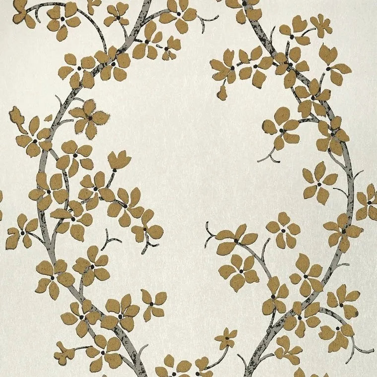 Closeup of a wallpaper showing its Damask, Floral, Two-tone pattern, color, and texture.