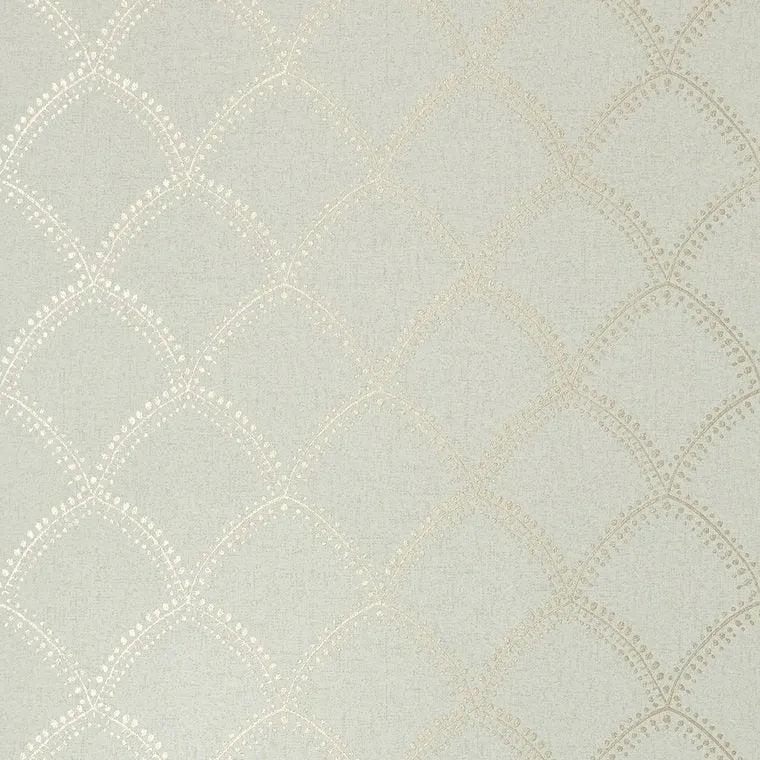 Closeup of a wallpaper showing its Art-Deco, Contemporary, Neutrals, Two-tone pattern, color, and subtle texture.