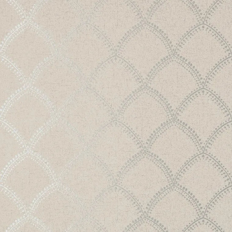 Closeup of a wallpaper showing its Art-Deco, Best-Seller, Contemporary, Neutrals, Two-tone pattern, color, and subtle texture.