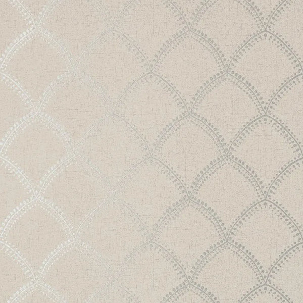 Closeup of a wallpaper showing its Art-Deco, Best-Seller, Contemporary, Neutrals, Two-tone pattern, color, and subtle texture.