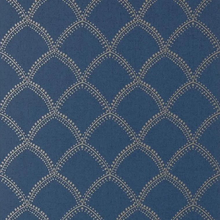 Closeup of a wallpaper showing its Art-Deco, Contemporary, Neutrals, Two-tone pattern, color, and subtle texture.