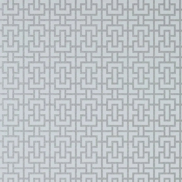 Closeup of a wallpaper showing its Art-Deco, Chainlink, Contemporary, Pastels, Two-tone pattern, color, and subtle texture.