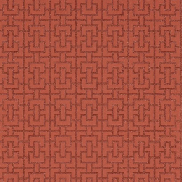 Closeup of a wallpaper showing its Art-Deco, Chainlink, Contemporary, Two-tone pattern, color, and subtle texture.