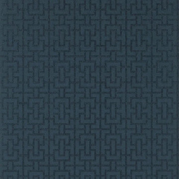 Closeup of a wallpaper showing its Art-Deco, Chainlink, Contemporary, Two-tone pattern, color, and subtle texture.