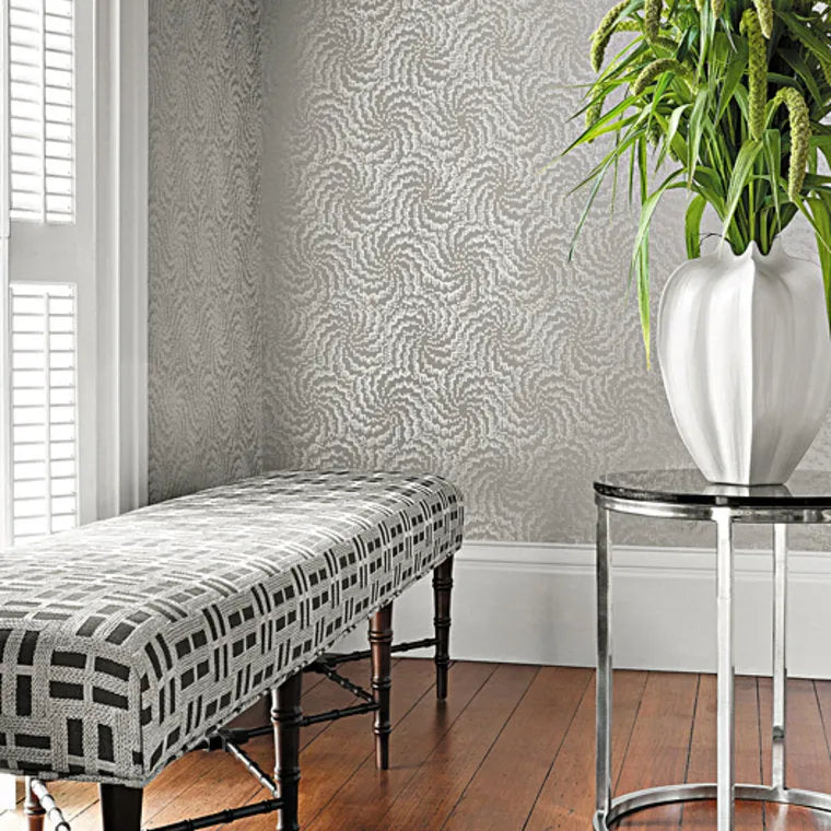 Closeup of a wallpaper showing its Contemporary, Neutrals, Two-tone pattern, color, and subtle texture.