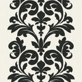 Closeup of a wallpaper showing its Damask, Monochrome, Two-tone pattern, color, and subtle texture.