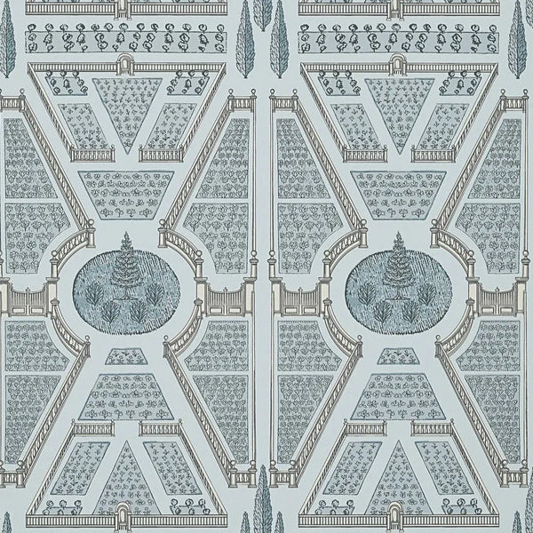 Closeup of a wallpaper showing its Chinoisserie, Contemporary, Geometric, Two-tone pattern, color, and subtle texture.
