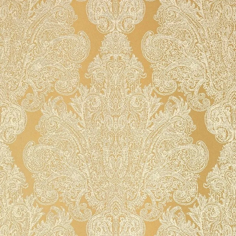 Closeup of a wallpaper showing its Damask, Floral, Unicolour pattern, color, and texture.