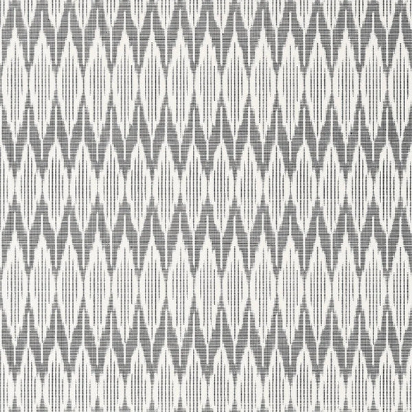 Closeup of a wallpaper showing its Chevron, Contemporary, Geometric, Monochrome, Two-tone pattern, color, and subtle texture.