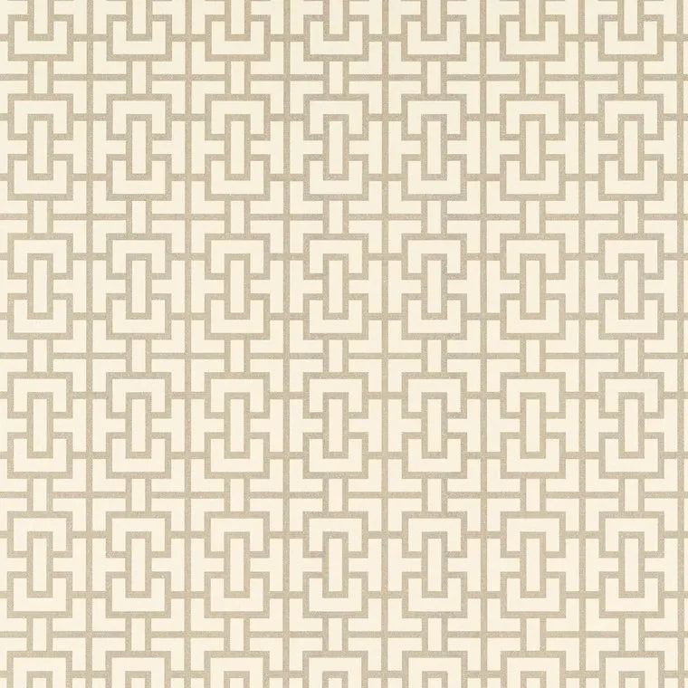 Closeup of a wallpaper showing its Art-Deco, Chainlink, Contemporary, Neutrals, Two-tone pattern, color, and subtle texture.